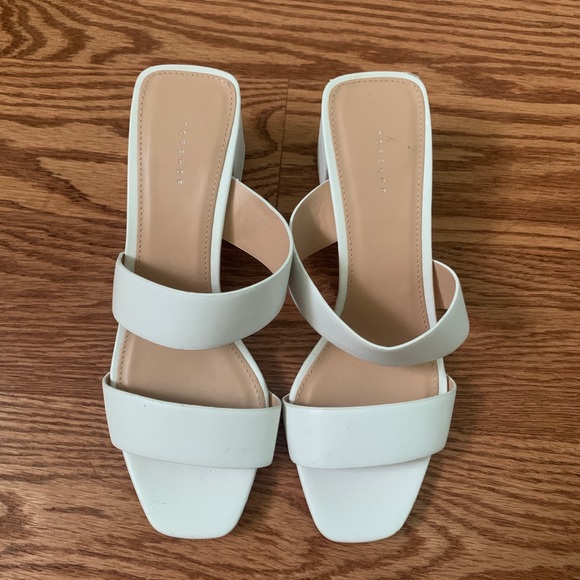 New Topshop White Double Strap Block Slides - Picture 1 of 4